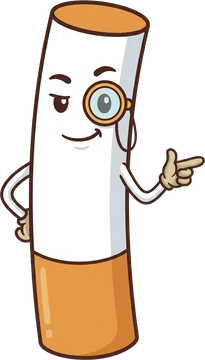 Nik the cigarette villain pointing at the download button